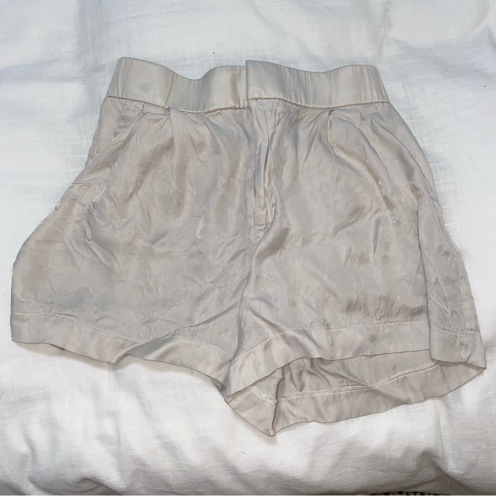 Ivory satin shorts